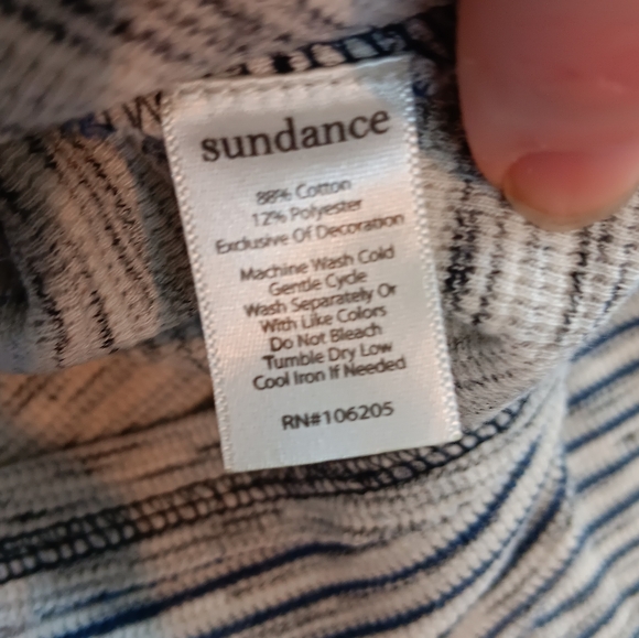 Sundace Navy and White Striped Long Sleeve Women's Henley Shirt - Picture 6 of 6